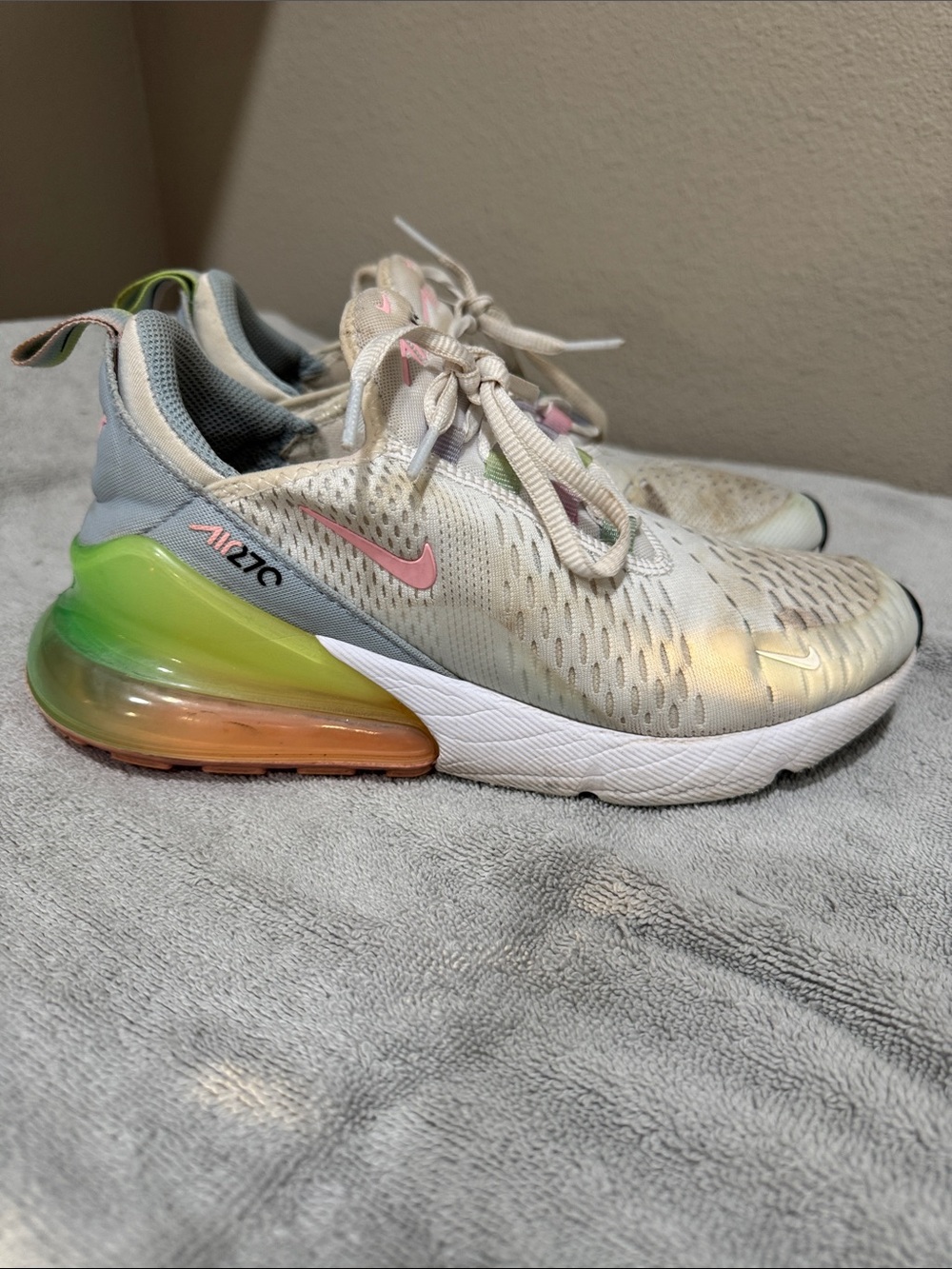 Nike Cream Sneakers with Pastel Pink, Green and Purple Accents - Picture 2 of 5